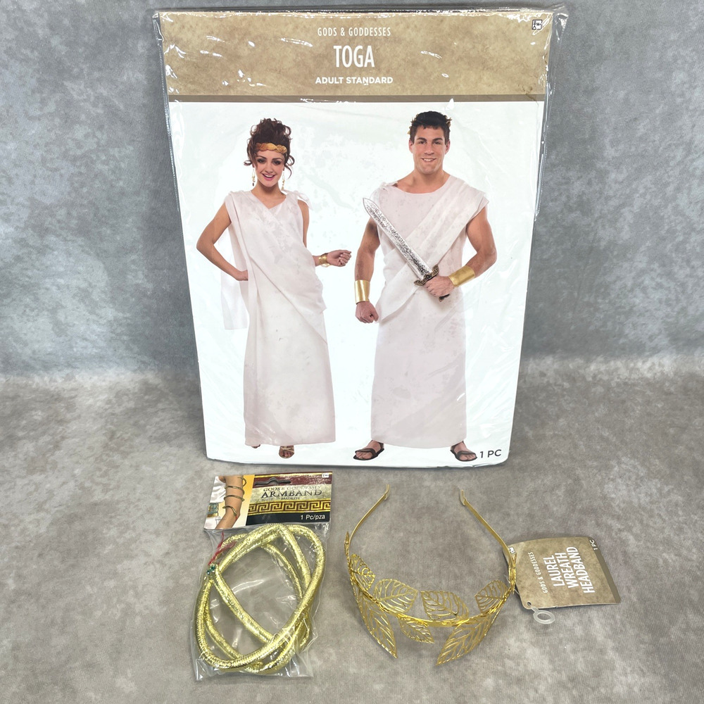 Gods & Goddesses White Toga & Accessory Lot Adult Unisex Halloween Costume 1 Sz - Picture 1 of 8